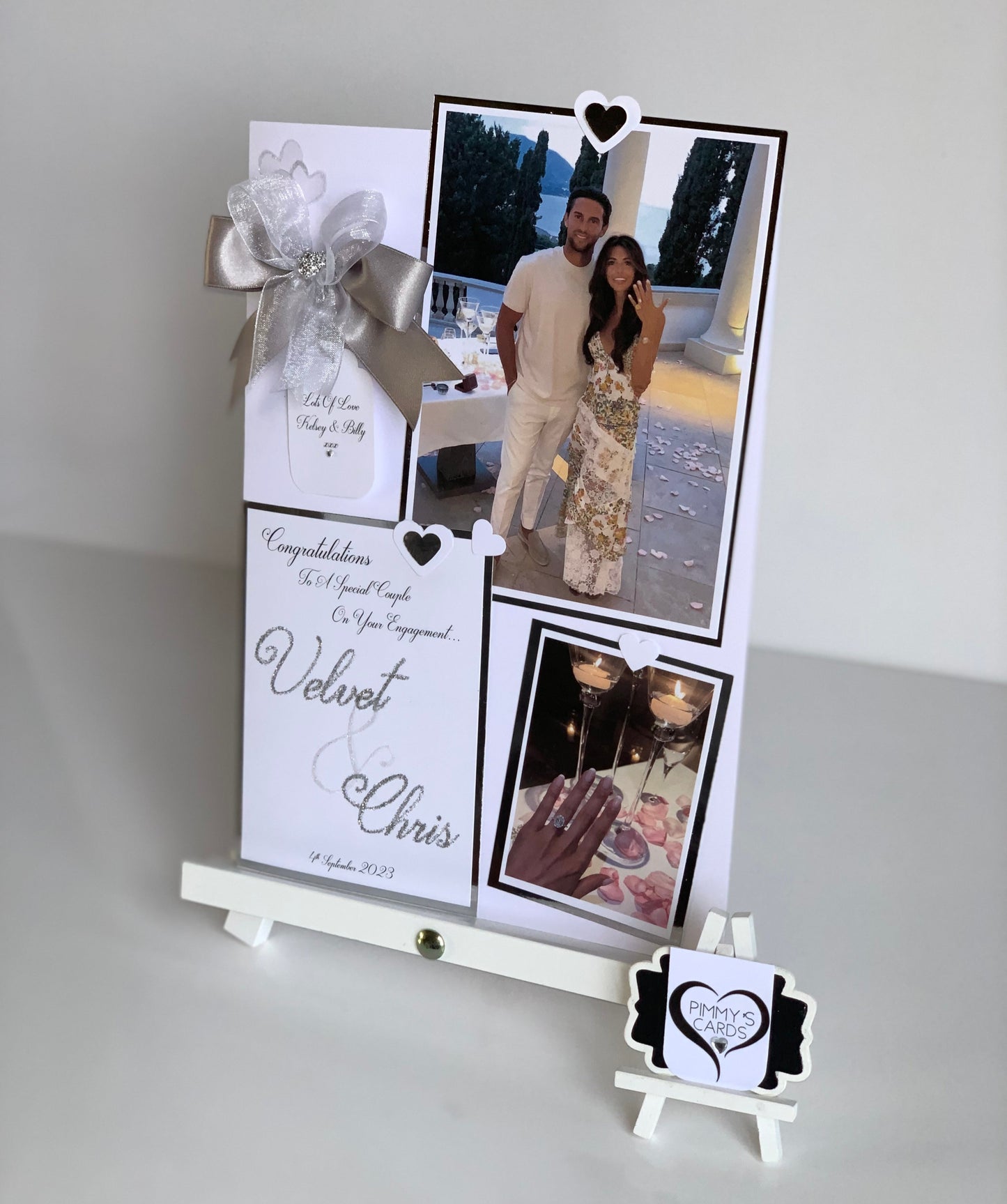 Double Deluxe Engagement Photo Card Silver