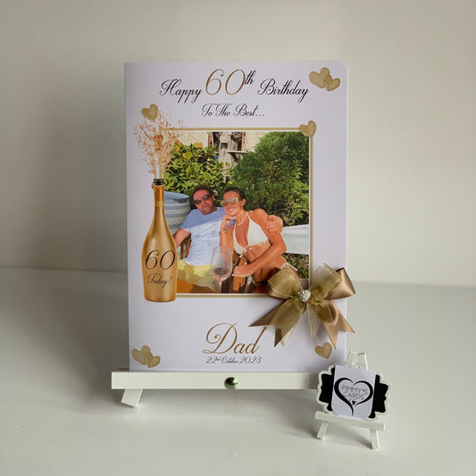 Gold Champagne Spray Photo Card
