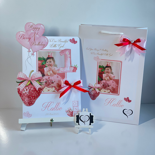 Berry First Birthday Strawberry Theme 3D Pop Out Card