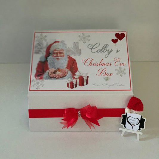 Father Christmas Holding A Robin Christmas Eve Box