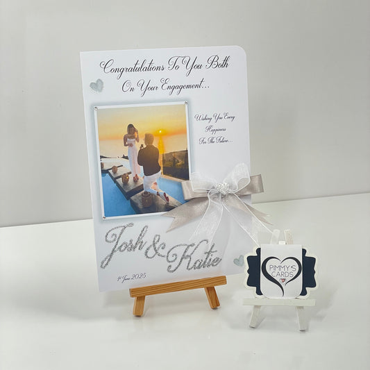 Silver Square Photo Engagement Card