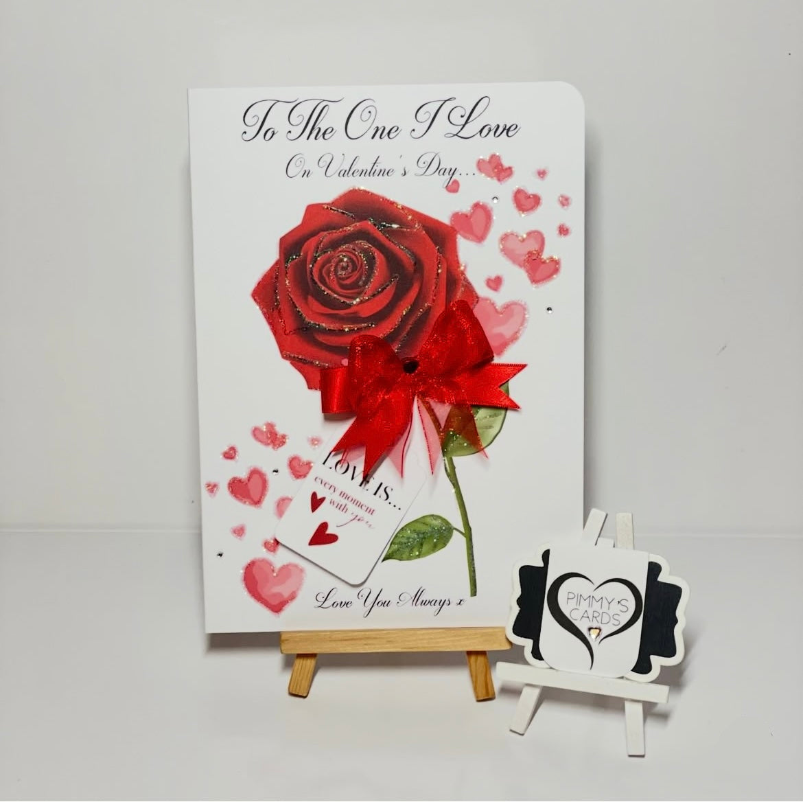 Personalised Valentine's Day Cards. Handmade valentine's day cards. Red Rose Design.