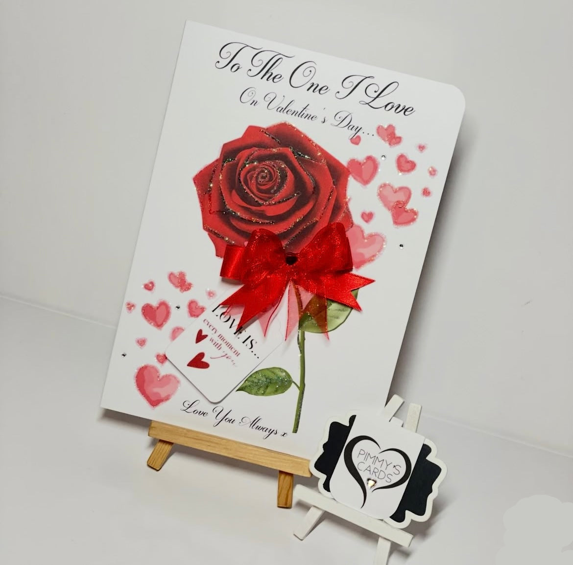 Personalised Valentine's Day Cards. Handmade valentine's day cards. Red Rose Design.
