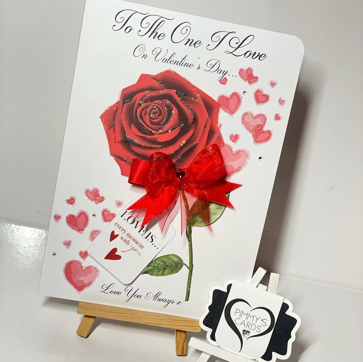 Personalised Valentine's Day Cards. Handmade valentine's day cards. Red Rose Design.