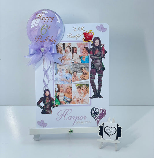 Mal Descendants Inspired Theme Photo 3D Pop Out Card