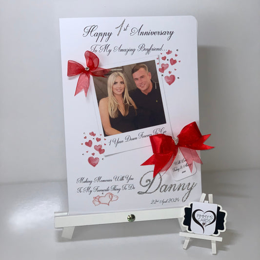 Polaroid Photo Scattered Hearts Double Bow