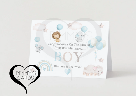 Name New Born Baby Boy-Animal Blue Theme
