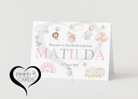 Personalised cards with baby names on new born cards