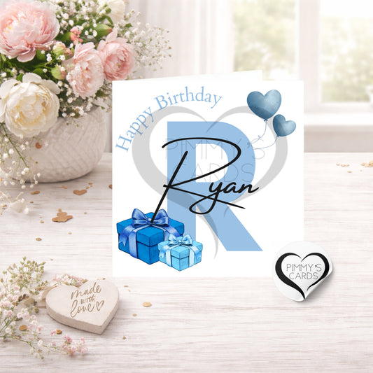 Letter & Name Blue Theme- Classic Card