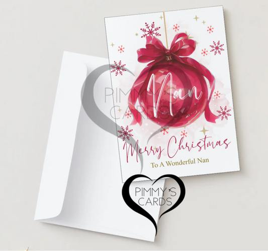 Personalised Christmas Card Red Ball