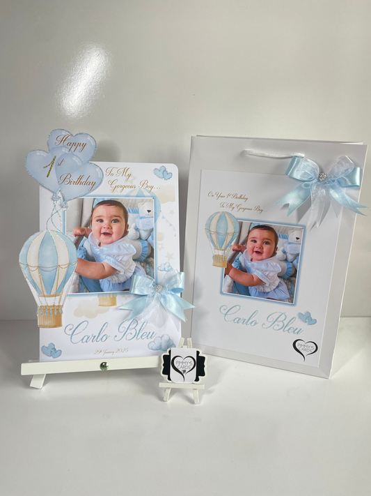 Baby blue hot air balloon 3D pop out