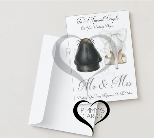 Personalised Wedding card with wedding shoes design.