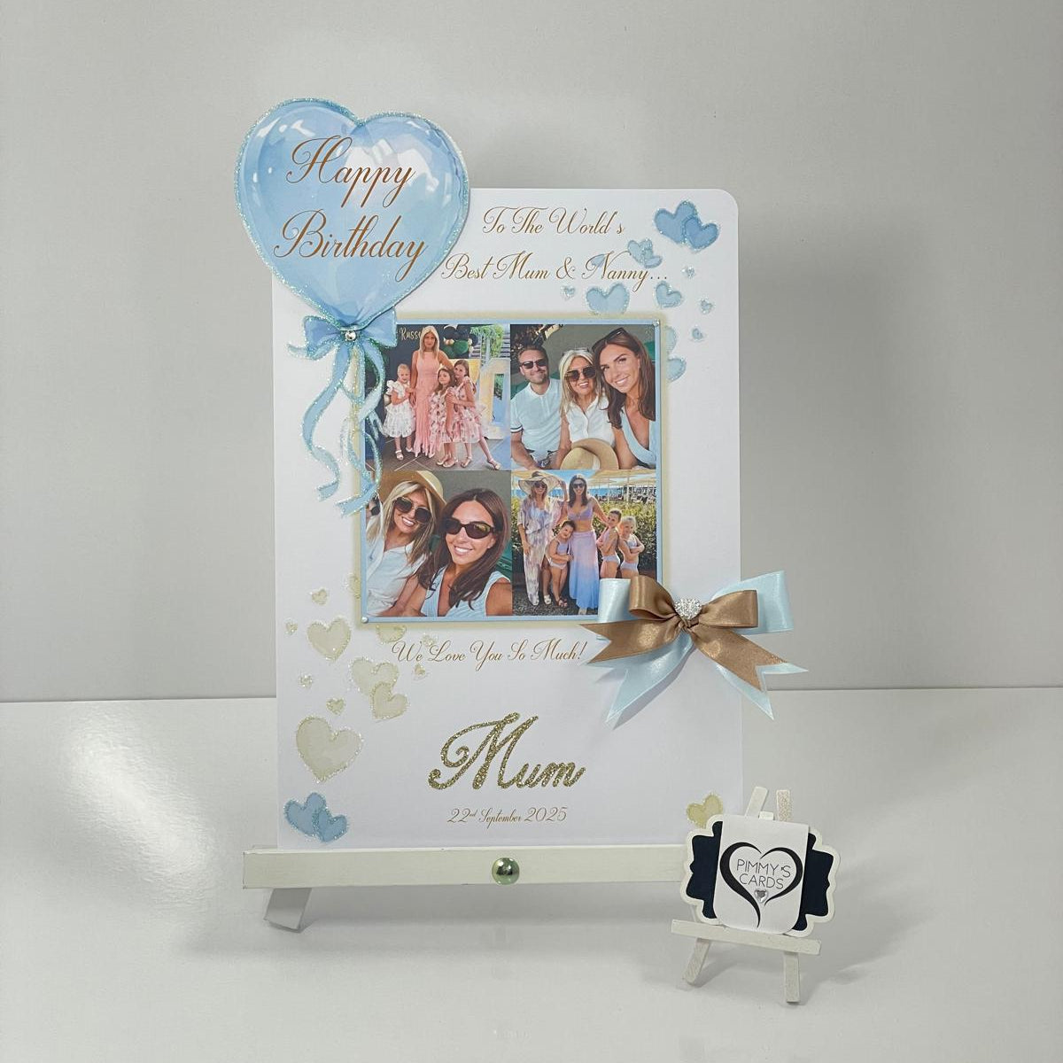 Baby Blue & Gold Theme Photo 3D Pop Out Card