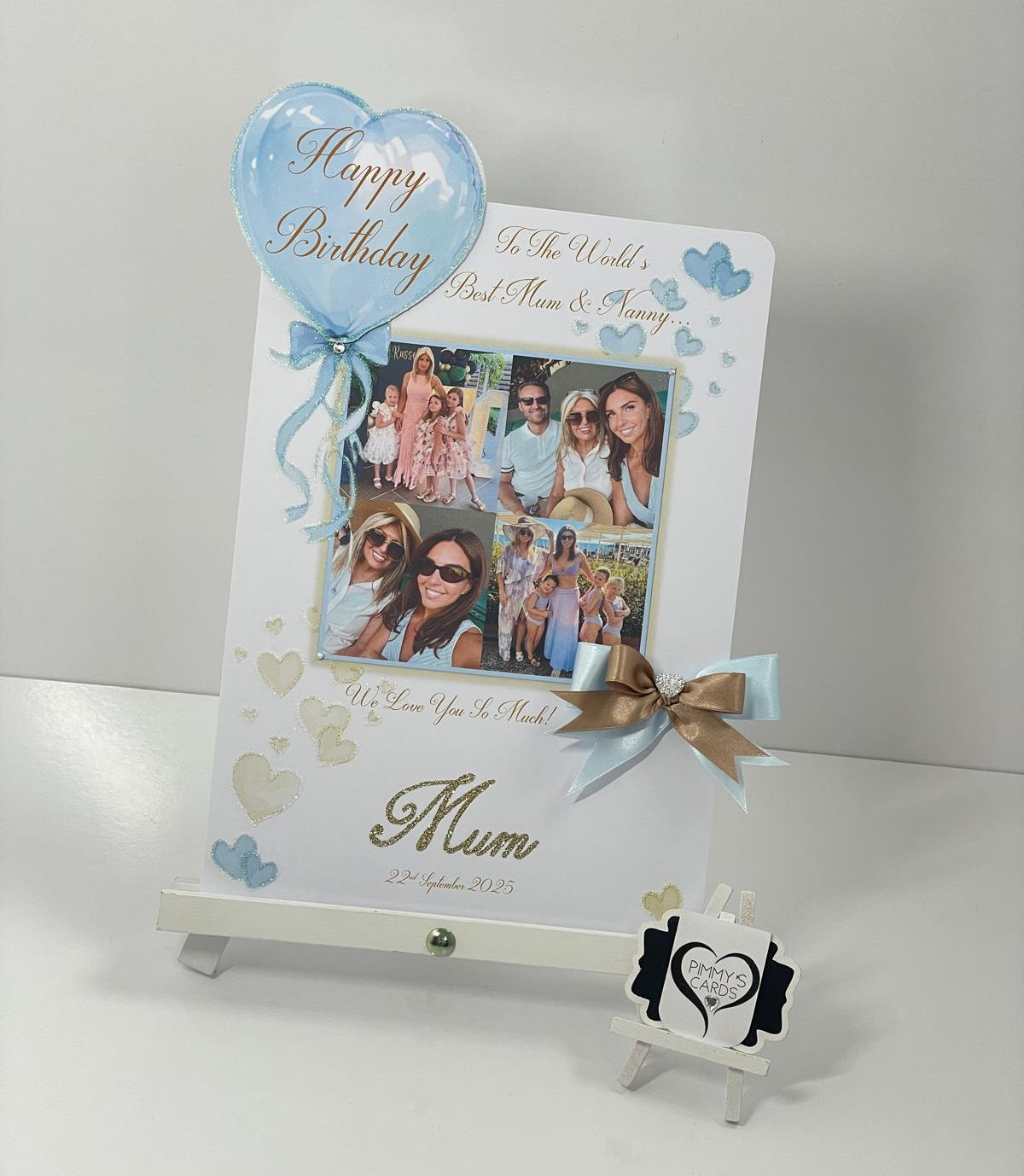 Baby Blue & Gold Theme Photo 3D Pop Out Card