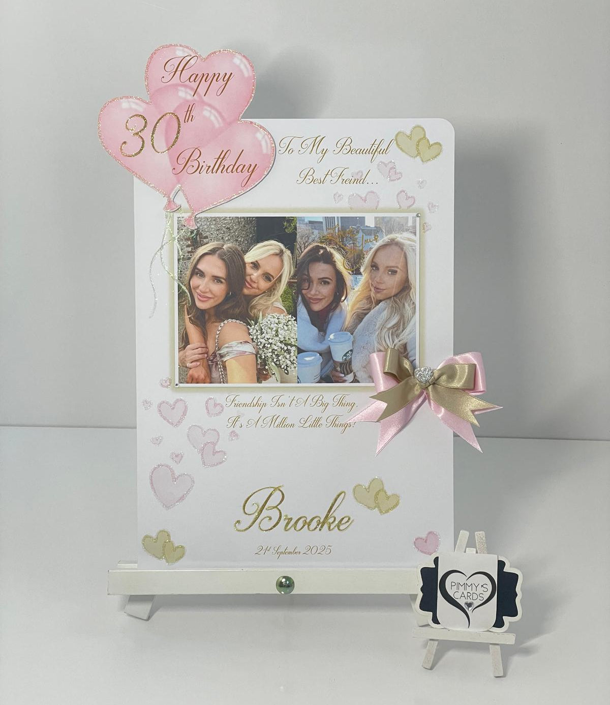 Baby Pink & Gold Theme Photo 3D Pop Out Card
