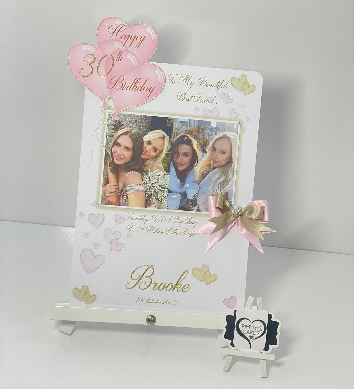 Baby Pink & Gold Theme Photo 3D Pop Out Card