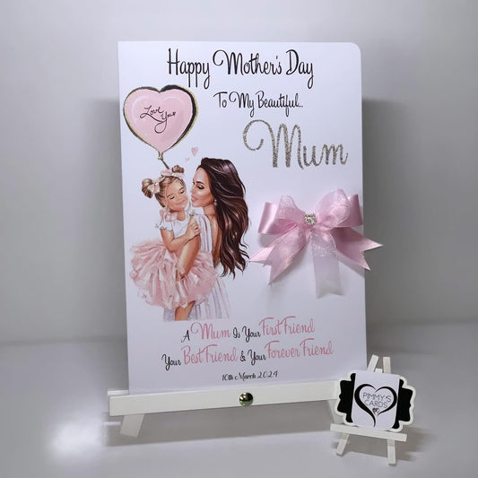 Mum & Daughter Holding I Love You Balloon