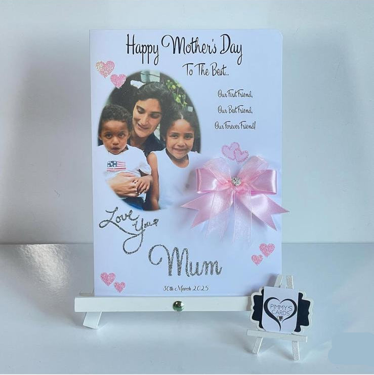 Mother's Day Love you Circle Photo Card Pink Theme