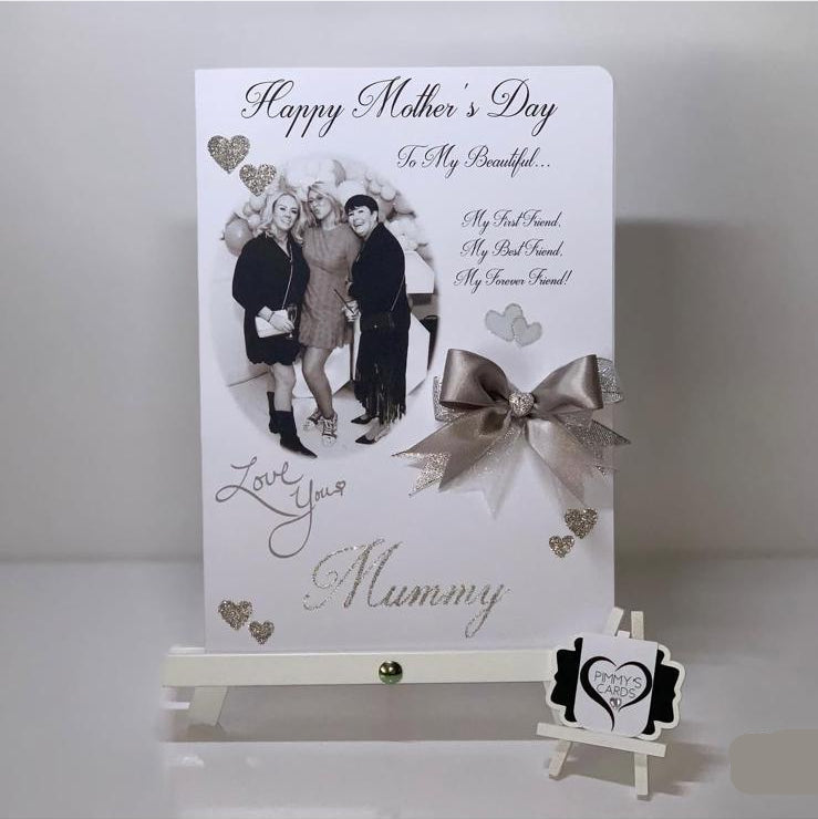 Mother's Day Love you Circle Photo Card Silver Theme