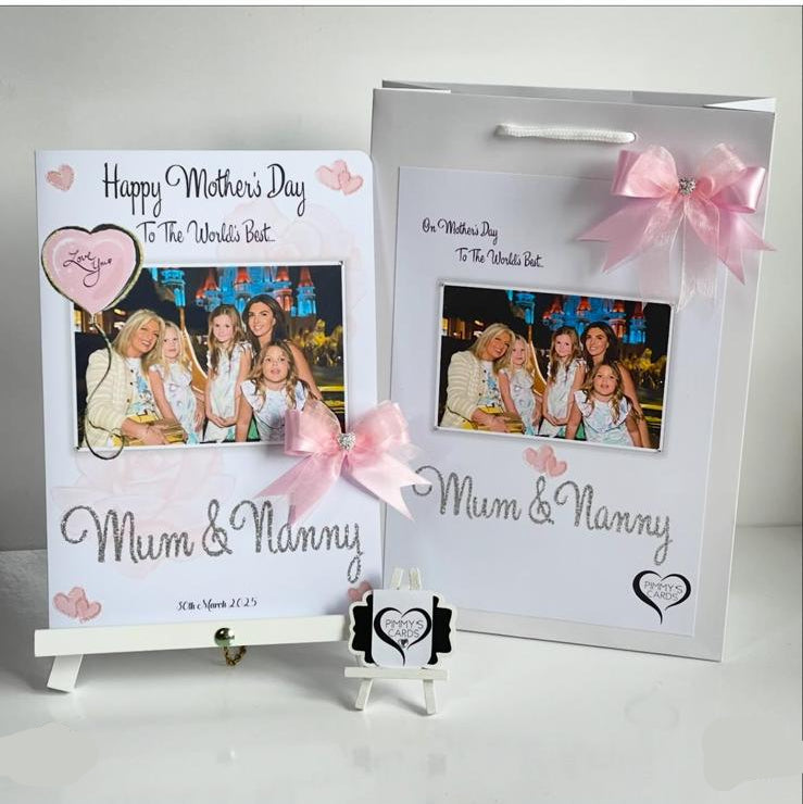 Pink Heart Love You Rose Overlay Photo Card