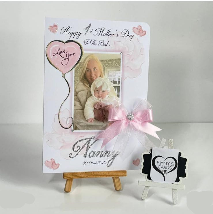 Pink Heart Love You Rose Overlay Photo Card