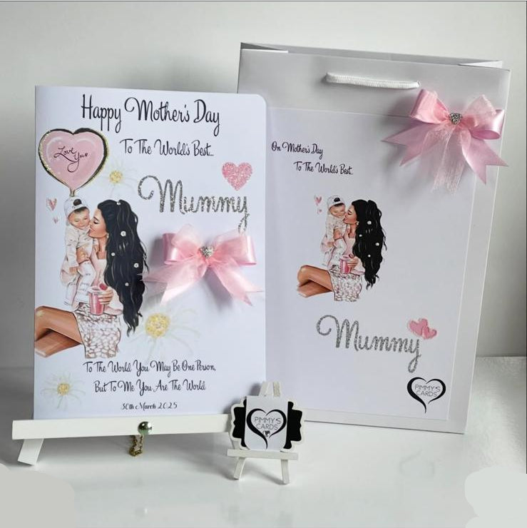 Mum Holding Her Little Boy With Heart Love You Balloon