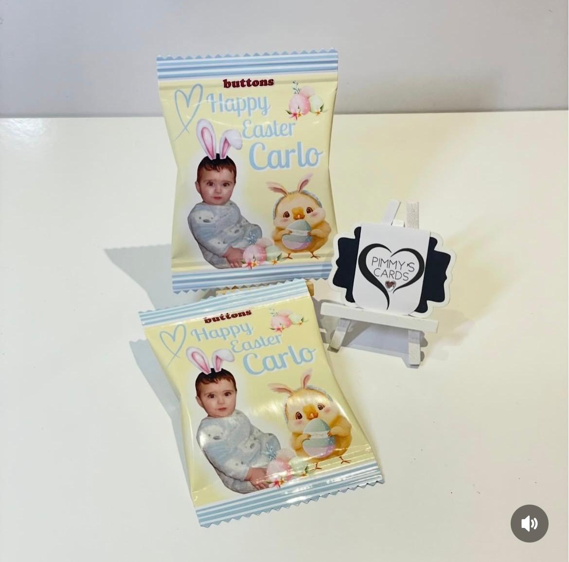 Personalised Photo Easter Bunny Chocolate Button Packets