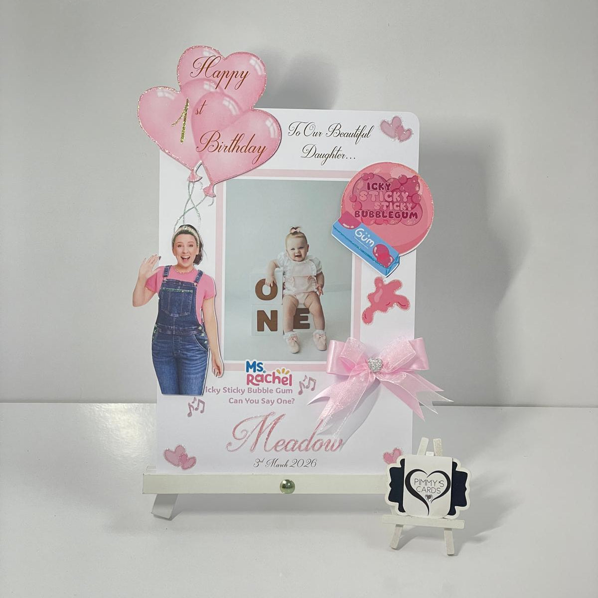 Miss Rachel Icky Sticky Bubble-gum Theme Photo 3D Pop Out Card