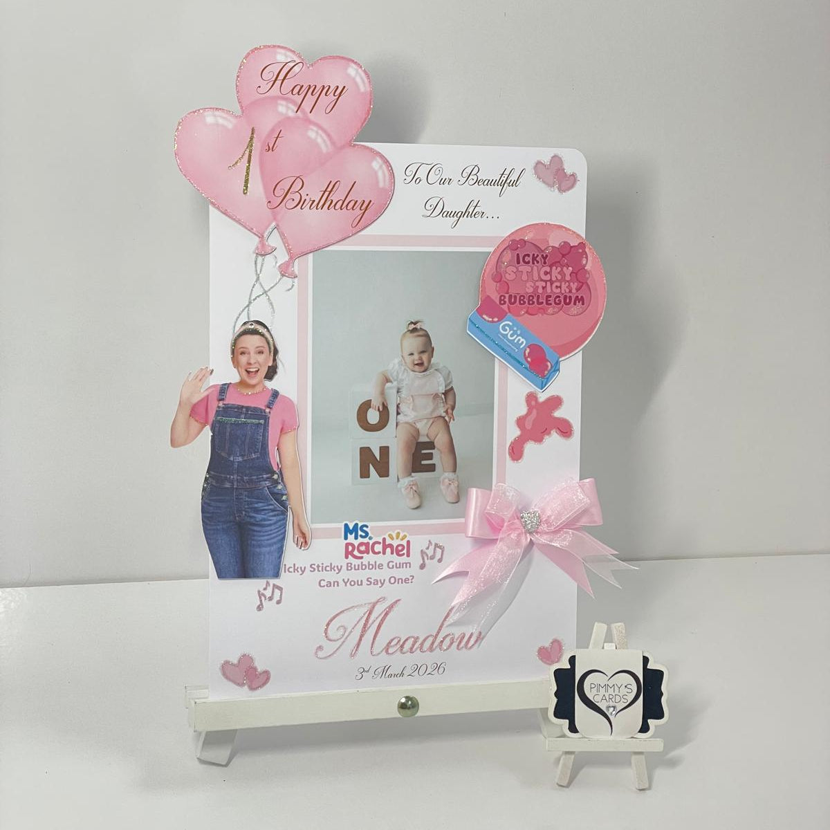 Miss Rachel Icky Sticky Bubble-gum Theme Photo 3D Pop Out Card