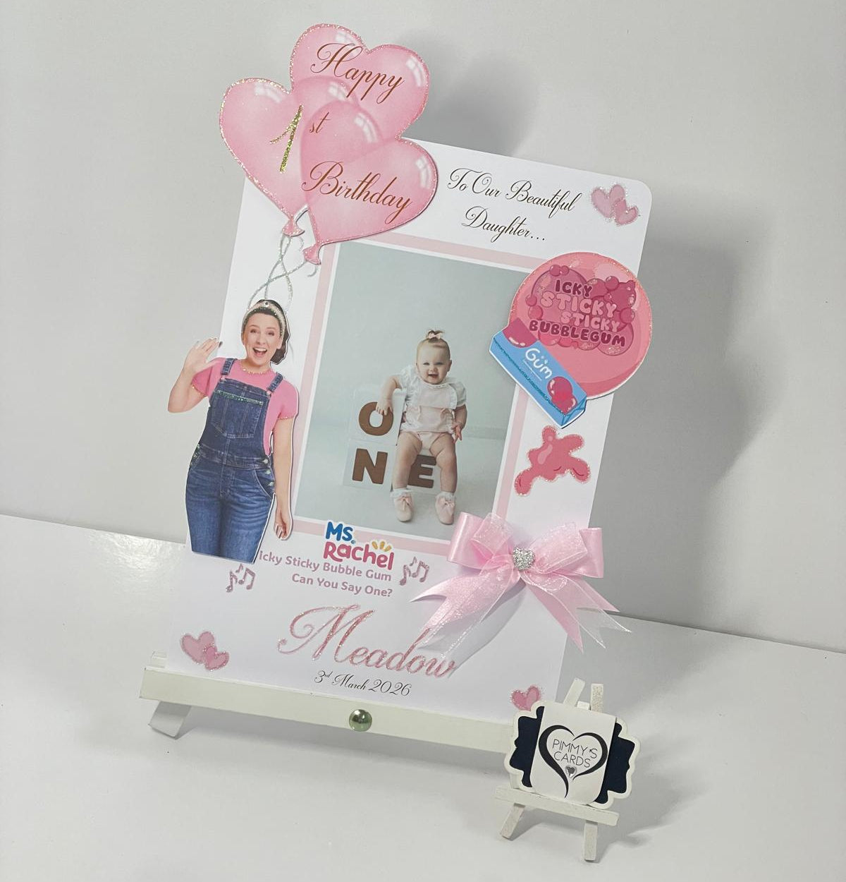 Miss Rachel Icky Sticky Bubble-gum Theme Photo 3D Pop Out Card
