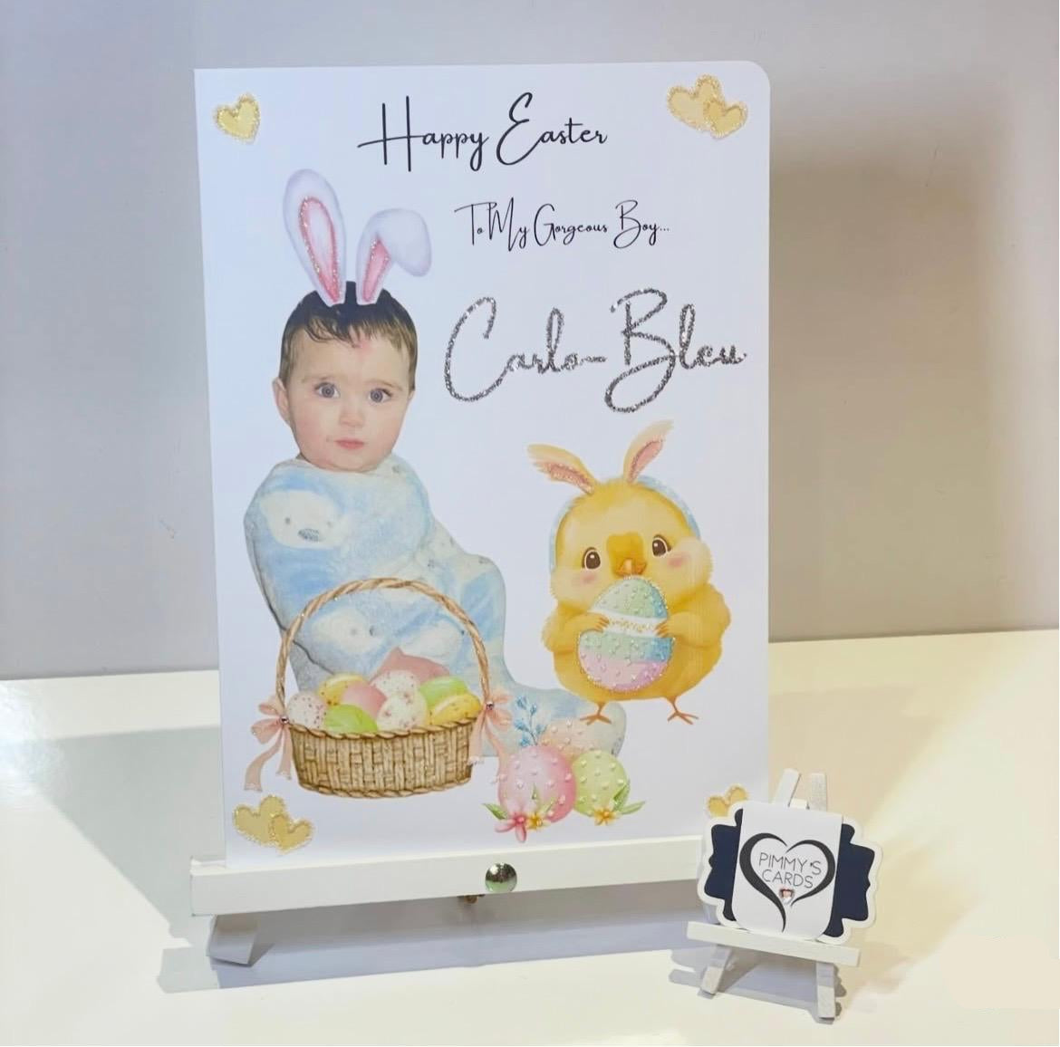 Boy Easter Bunny Ears Photo Card