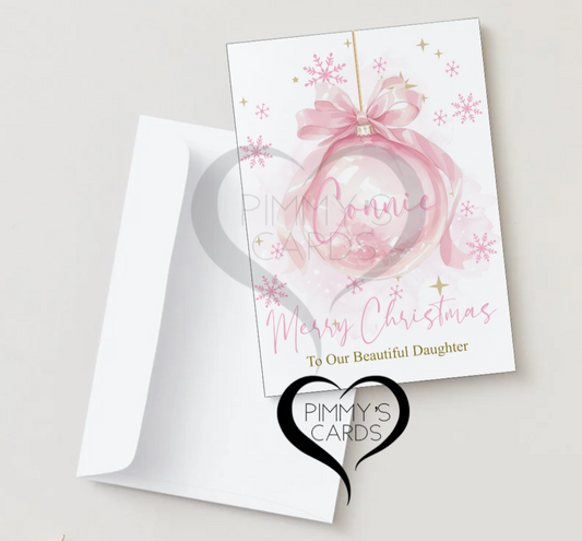 Personalised Christmas Card Pink Ball