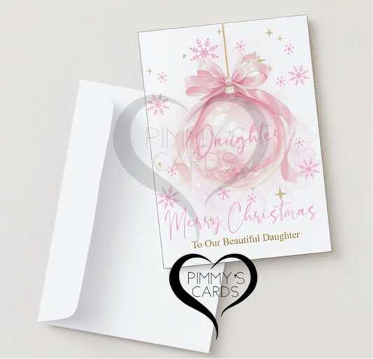 Personalised Christmas Card Pink Ball