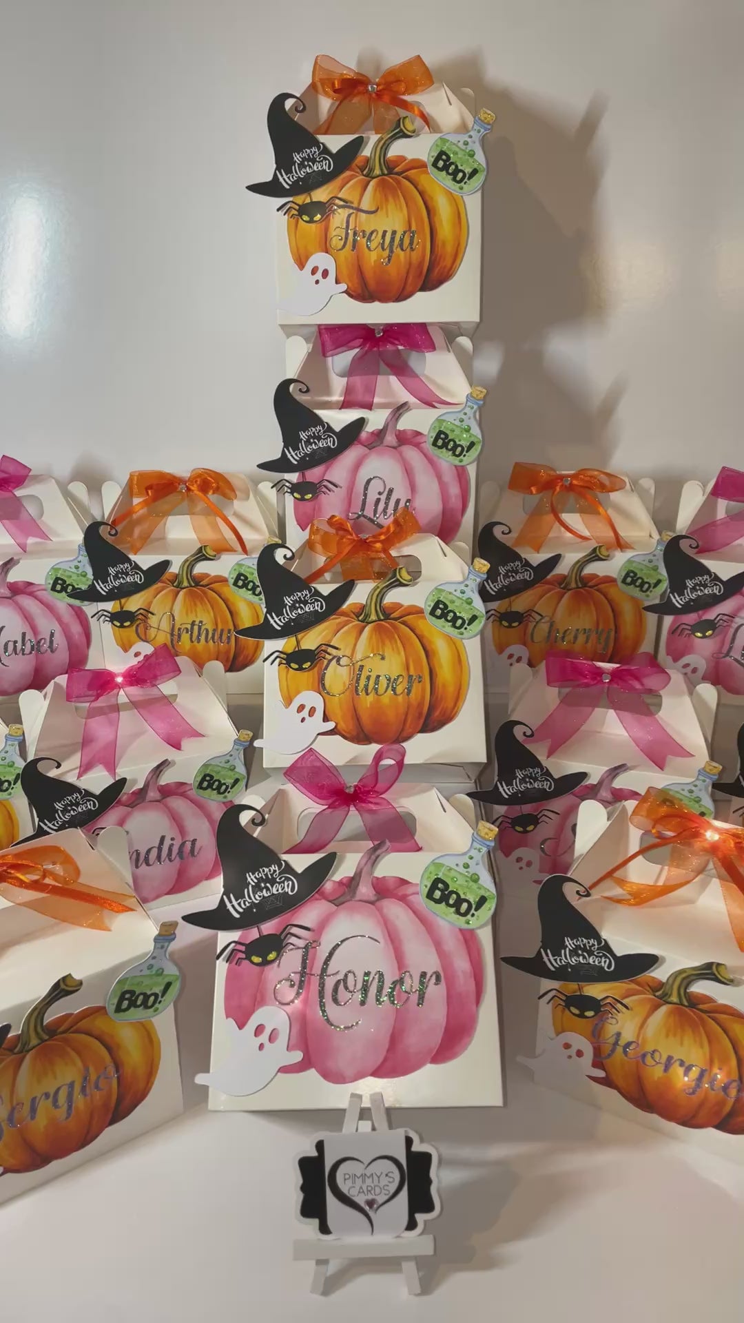 Halloween personalised treat boxes. Halloween gifts. Pumpkins